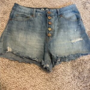 Denim Button-Fly Distressed Women Shorts